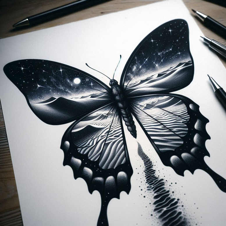 dragonfly-symbol – tattoo design ideas free ai generated – surrealism-impossible-forms – for-shoulder-blade – Gallery: butterflies-moths-dragonflies-inkby-ai
