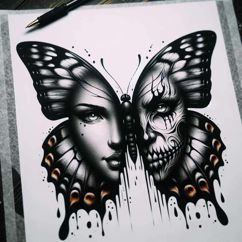 dragonfly-wingspan – tattoo design ideas free ai generated – surrealism-dreamscape – for-triceps – Gallery: butterflies-moths-dragonflies-inkby-ai