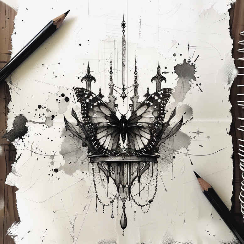 ethereal-insect – tattoo design ideas free ai generated – neotraditional-bold-motifs – for-shin – Gallery: butterflies-moths-dragonflies-inkby-ai