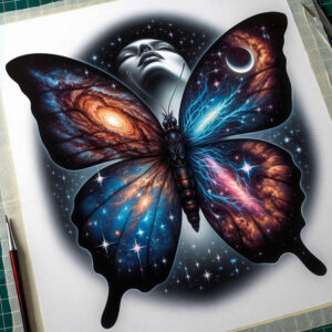 ethereal-insect – tattoo design ideas free ai generated – neotraditional-saturated-hues – for-biceps – Gallery: butterflies-moths-dragonflies-inkby-ai