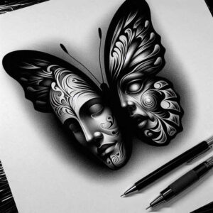 ethereal-insect – tattoo design ideas free ai generated – realism-organic-structure – for-calf – Gallery: butterflies-moths-dragonflies-inkby-ai