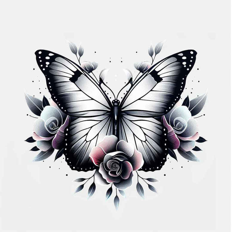 flying-insect – tattoo design ideas free ai generated – realism-highlighted-contrast – for-triceps – Gallery: butterflies-moths-dragonflies-inkby-ai