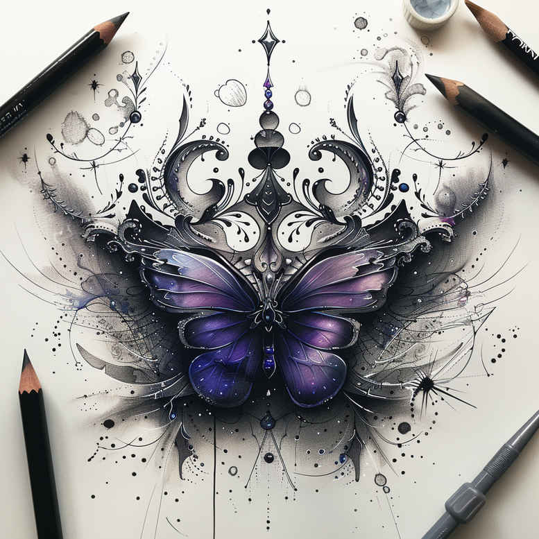 flying-moth – tattoo design ideas free ai generated – neotraditional-layered-fill – for-inner-arm – Gallery: butterflies-moths-dragonflies-inkby-ai