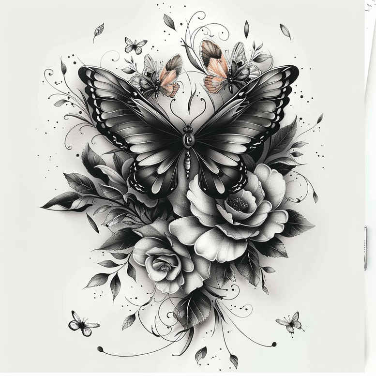 insect-tattoo – tattoo design ideas free ai generated – realism-soft-transitions – for-triceps – Gallery: butterflies-moths-dragonflies-inkby-ai