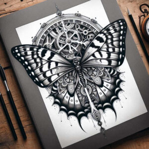 monarch-butterfly – tattoo design ideas free ai generated – realism-digital-realism – for-neck – Gallery: butterflies-moths-dragonflies-inkby-ai