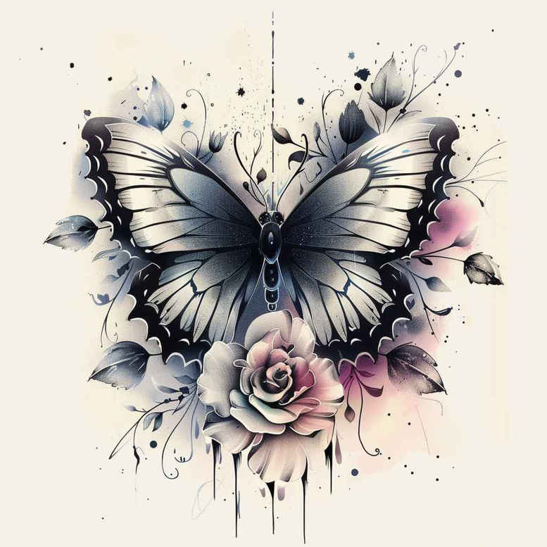 moth – tattoo design ideas free ai generated – realism-optical-depth – for-lower-back – Gallery: butterflies-moths-dragonflies-inkby-ai