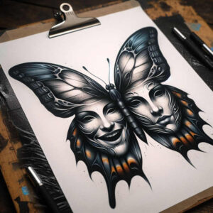 moth-line – tattoo design ideas free ai generated – surrealism-abstract – for-upper-chest – Gallery: butterflies-moths-dragonflies-inkby-ai
