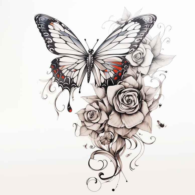 moth-pattern – tattoo design ideas free ai generated – surrealism-psychedelic – for-nape – Gallery: butterflies-moths-dragonflies-inkby-ai