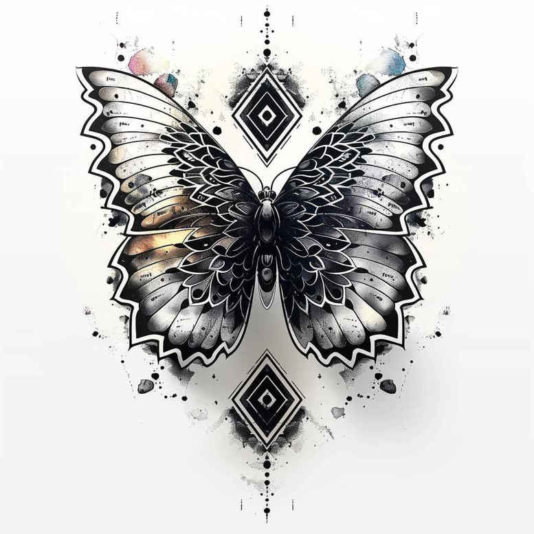 moth-tattoo – tattoo design ideas free ai generated – neotraditional-sharp-edges – for-nape – Gallery: butterflies-moths-dragonflies-inkby-ai