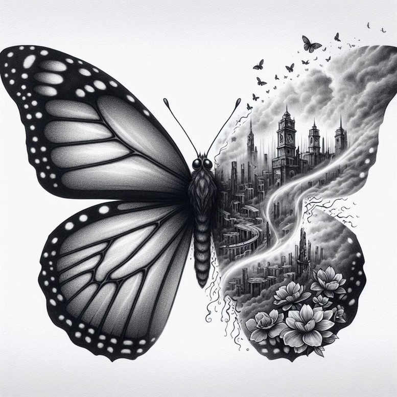 moth-tattoo – tattoo design ideas free ai generated – realism-realistic-color – for-collarbone – Gallery: butterflies-moths-dragonflies-inkby-ai