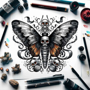 moth-wings – tattoo design ideas free ai generated – realism-true-skin – for-ribs – Gallery: butterflies-moths-dragonflies-inkby-ai