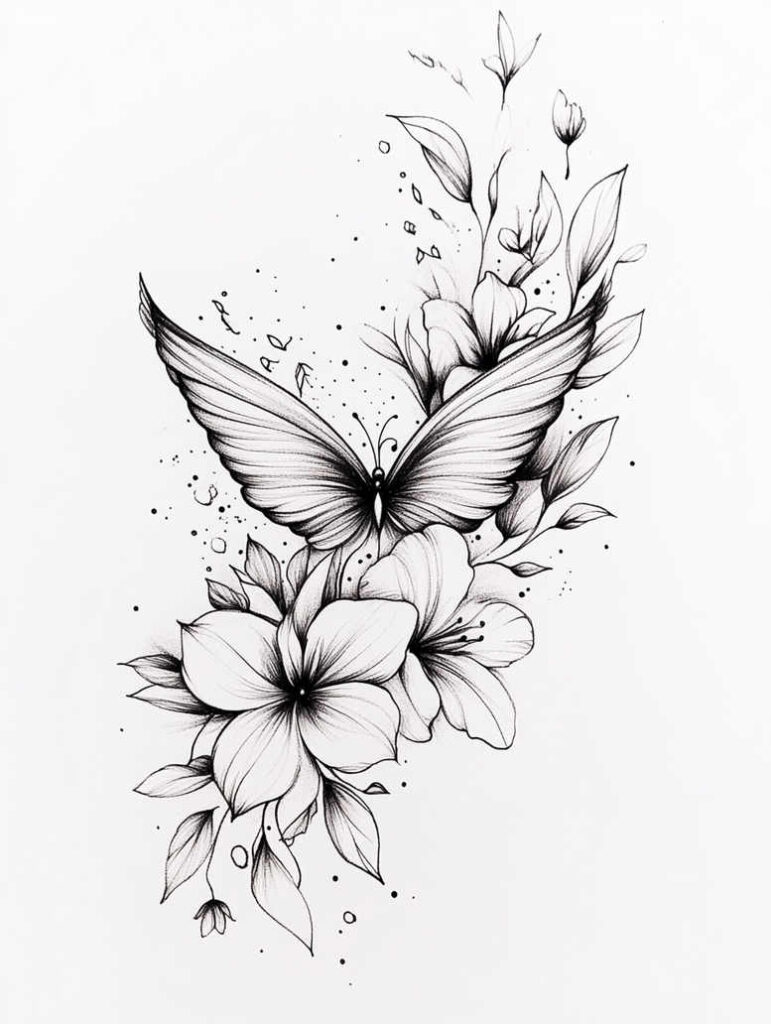 moths – tattoo design ideas free ai generated – neotraditional-color-saturation – for-nape – Gallery: butterflies-moths-dragonflies-inkby-ai