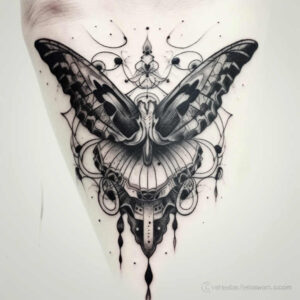 night-moth – tattoo design ideas free ai generated – realism-naturalistic – for-upper-arm – Gallery: butterflies-moths-dragonflies-inkby-ai