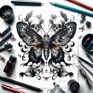 painted-butterfly – tattoo design ideas free ai generated – neotraditional-modern-classic – for-forearm – Gallery: butterflies-moths-dragonflies-inkby-ai