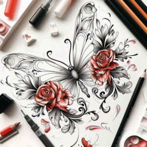 butterflies-moths-dragonflies tattoo design ideas single color delicate silhouettes stands for resilience
