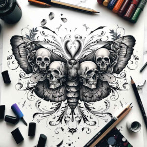 butterflies-moths-dragonflies tattoo design ideas single dot detailed anatomy strength and power
