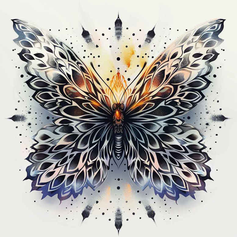butterflies-moths-dragonflies tattoo design ideas outline only detailed segments for lower arm