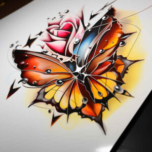 butterflies-moths-dragonflies tattoo design ideas crisp outline detailed segments for side