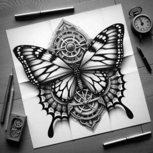 butterflies-moths-dragonflies tattoo design ideas negative space elegant flight shows courage
