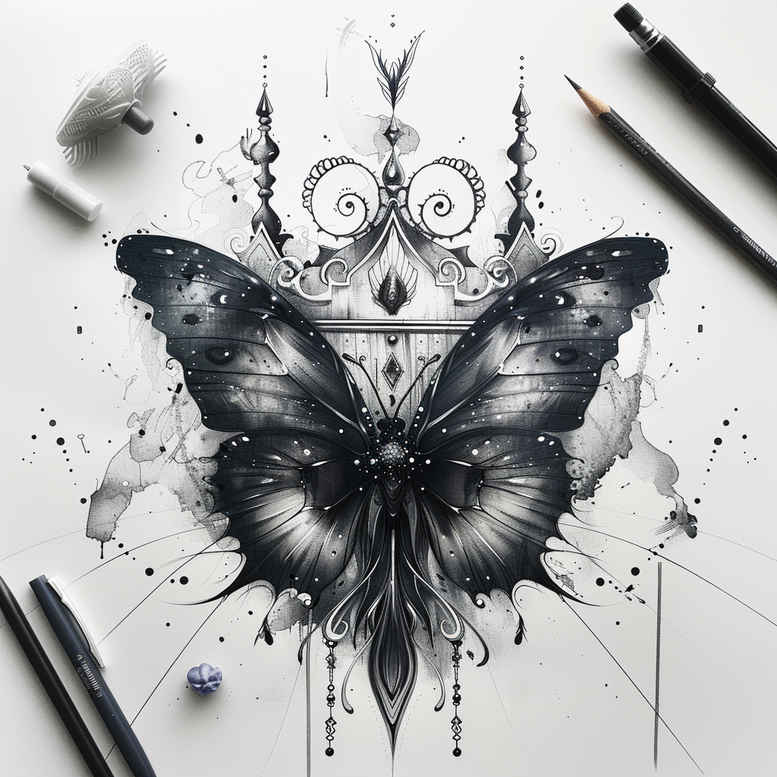 butterflies-moths-dragonflies tattoo design ideas micro design fluttering motion for temple