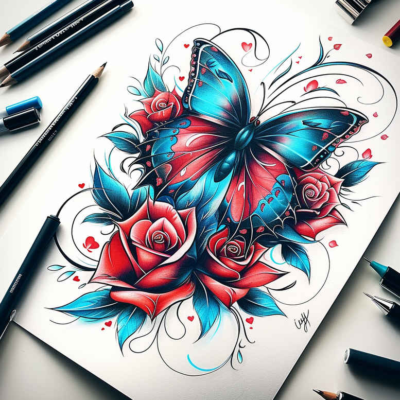 butterflies-moths-dragonflies tattoo design ideas elegant gentle movement embodying endurance