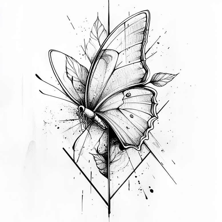 butterflies-moths-dragonflies tattoo design ideas plain gentle movement for lower thigh
