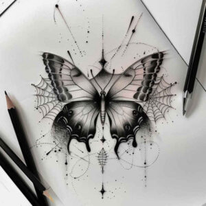 butterflies-moths-dragonflies tattoo design ideas empty space intricate linework for lower chest