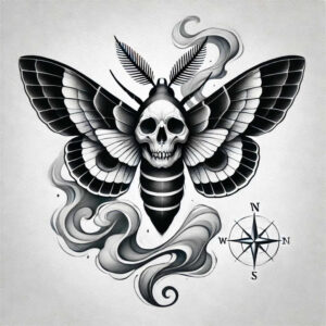 winged-butterfly – tattoo design ideas free ai generated – surrealism-ethereal – for-sternum – Gallery: butterflies-moths-dragonflies-inkby-ai