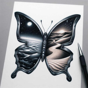 winged-moth – tattoo design ideas free ai generated – neotraditional-bold-outline – for-abdomen – Gallery: butterflies-moths-dragonflies-inkby-ai