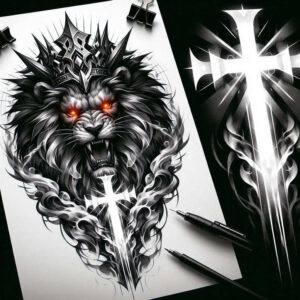 3d-cross-tattoo – tattoo design ideas free ai generated – realism-photo-ink – for-knee – Gallery: crosses-inkby-ai