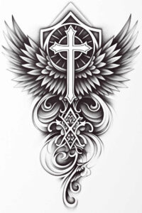 3d-cross-tattoo – tattoo design ideas free ai generated – realism-realistic-wrinkles – for-side-torso – Gallery: crosses-inkby-ai