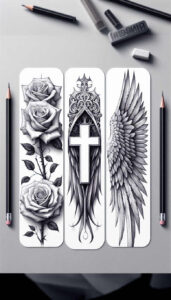 angelic-cross-tattoo – tattoo design ideas free ai generated – realism-mirrored-effect – for-elbow – Gallery: crosses-inkby-ai
