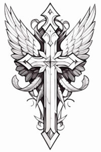 arm-cross-tattoo – tattoo design ideas free ai generated – neotraditional-artistic-contrast – for-lower-arm – Gallery: crosses-inkby-ai