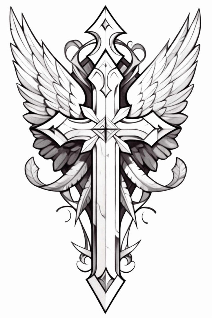 arm-cross-tattoo – tattoo design ideas free ai generated – neotraditional-artistic-contrast – for-lower-arm – Gallery: crosses-inkby-ai