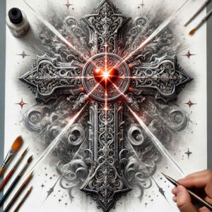 artistic-cross-tattoo – tattoo design ideas free ai generated – realism-seamless-blend – for-collarbone – Gallery: crosses-inkby-ai