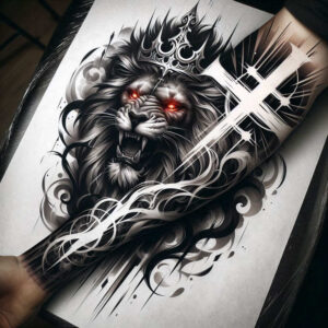 black-and-grey-cross-tattoo – tattoo design ideas free ai generated – realism-photographic-quality – for-forearm – Gallery: crosses-inkby-ai