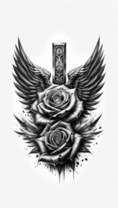 cross-and-heart-tattoo – tattoo design ideas free ai generated – realism-realistic – for-outer-arm – Gallery: crosses-inkby-ai