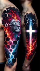 cross-tattoo – tattoo design ideas free ai generated – realism-contour-shading – for-side-torso – Gallery: crosses-inkby-ai
