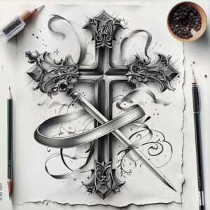 cross-tattoo – tattoo design ideas free ai generated – realism-photo-realistic – for-arm – Gallery: crosses-inkby-ai