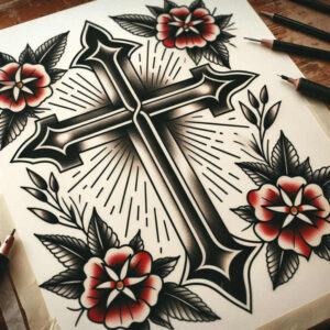 cross-tattoo – tattoo design ideas free ai generated – realism-photo-realistic – for-arm – Gallery: crosses-inkby-ai