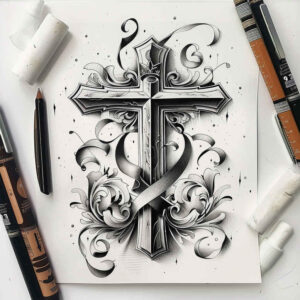 cross-tattoo – tattoo design ideas free ai generated – realism-photo-realistic – for-arm – Gallery: crosses-inkby-ai