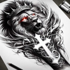 cross-tattoo – tattoo design ideas free ai generated – surrealism-impossible-forms – for-back-shoulder – Gallery: crosses-inkby-ai