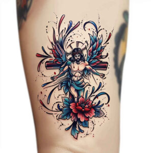 cross-tattoos – tattoo design ideas free ai generated – neotraditional-soft-shadows – for-full-back – Gallery: crosses-inkby-ai