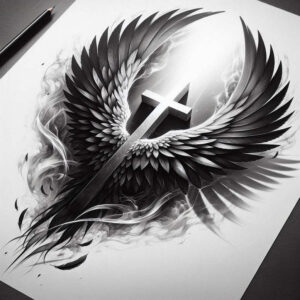 cross-with-circle – tattoo design ideas free ai generated – realism-light-reflections – for-calf – Gallery: crosses-inkby-ai