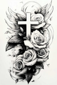 cross-with-circle – tattoo design ideas free ai generated – realism-real-life-shading – for-shoulder – Gallery: crosses-inkby-ai
