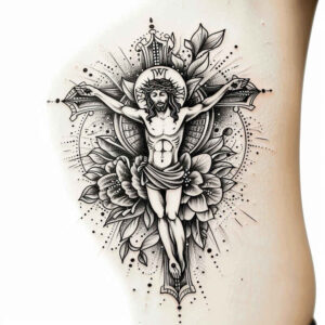 cross-with-crown – tattoo design ideas free ai generated – neotraditional-clean-fill – for-spine – Gallery: crosses-inkby-ai
