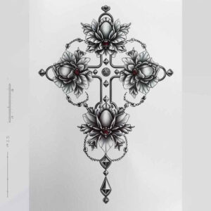 cross-with-crown – tattoo design ideas free ai generated – realism-photo-like-tattoo – for-upper-arm – Gallery: crosses-inkby-ai