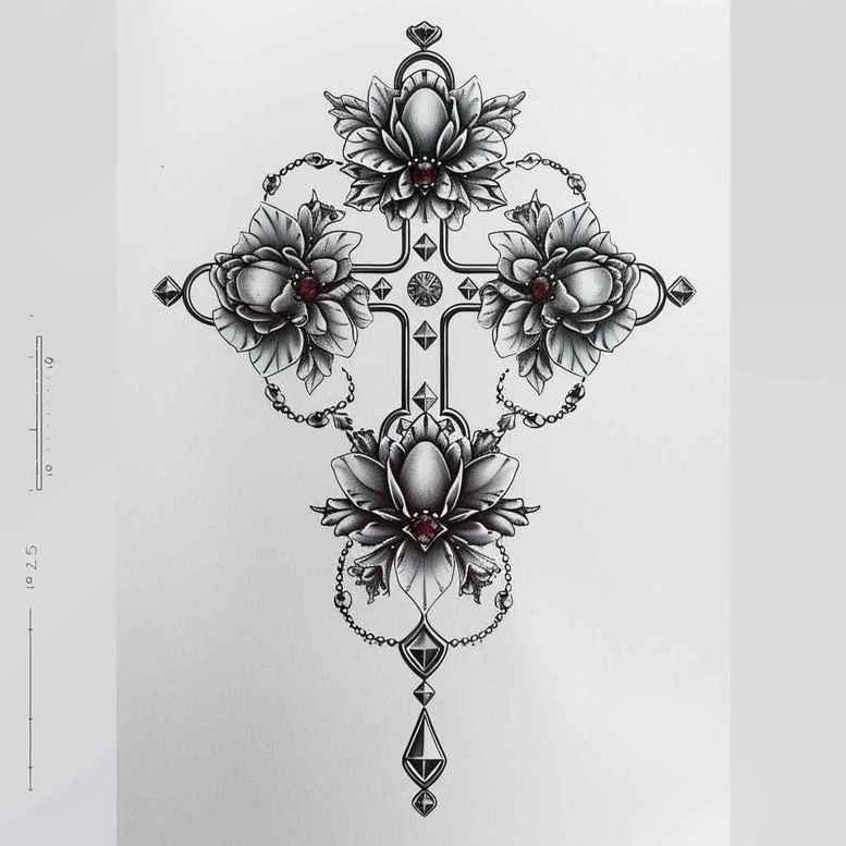 cross-with-crown – tattoo design ideas free ai generated – realism-photo-like-tattoo – for-upper-arm – Gallery: crosses-inkby-ai
