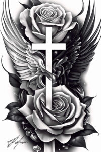 cross-with-floral – tattoo design ideas free ai generated – neotraditional-dynamic-color – for-biceps – Gallery: crosses-inkby-ai