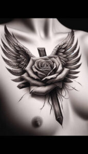 cross-with-floral – tattoo design ideas free ai generated – realism-realistic-dimension – for-heel – Gallery: crosses-inkby-ai
